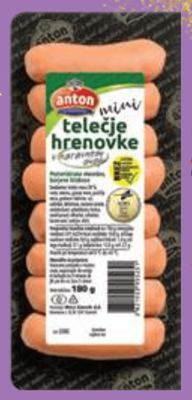 Mini telečje hrenovke Anton 180 g Akcija v trgovini E.Leclerc