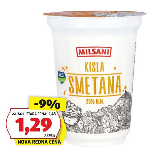 Kisla smetana 400 g MILSANI Akcija v trgovini Hofer