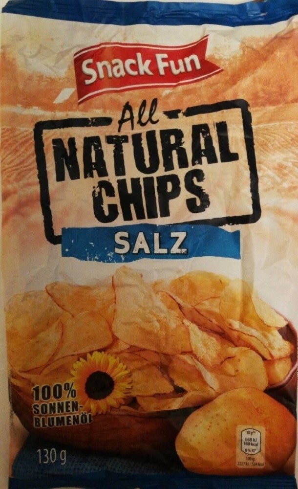 Snack Fun All Natural Chips 130 g - Akcija v trgovini Hofer
