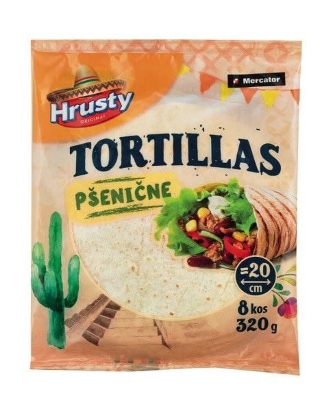 Mercator Tortilje Hrusty 320 g, 8 kosov Akcija v trgovini Mercator
