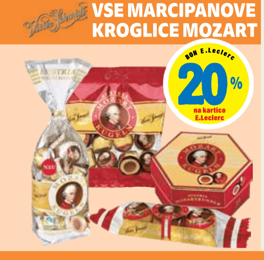 Marcipanove kroglice Mozart Akcija v trgovini E.Leclerc