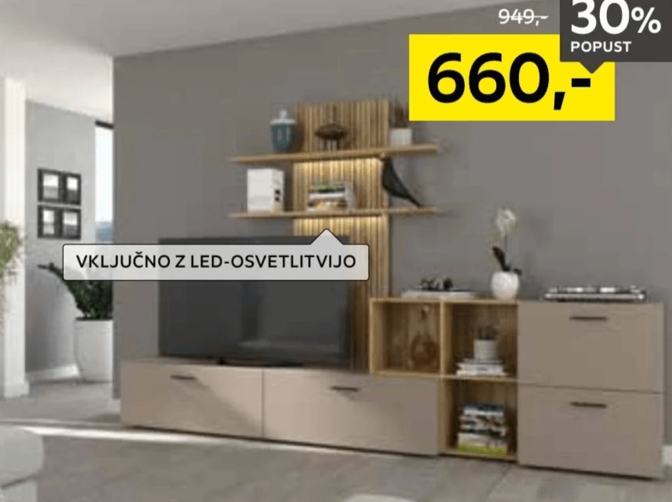 Dnevni regal HOM'IN - Akcija v trgovini Lesnina