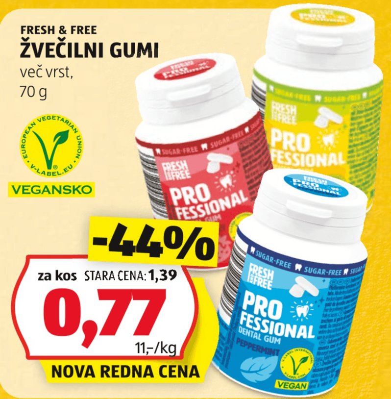 Žvečilni gumi 70 g Fresh & Free Akcija v trgovini Hofer