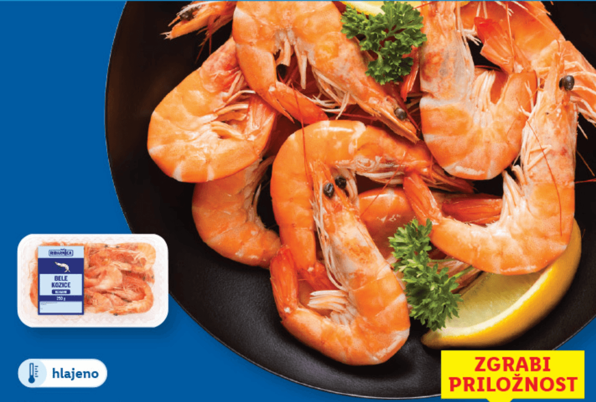 Bele kozice 250 g Naša ribarnica Akcija v trgovini Lidl