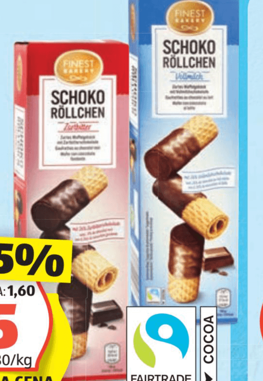 Finest Bakery čokoladne vafelj rolice 125 g Akcija v trgovini Hofer
