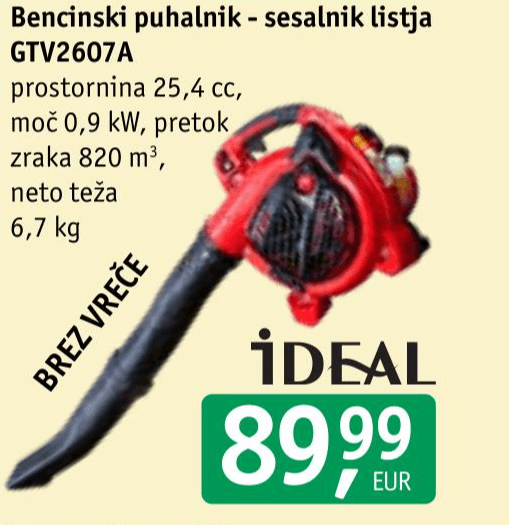 Bencinski puhalnik - sesalnik listja GTV2607 Ideal - Akcija v trgovini Jager
