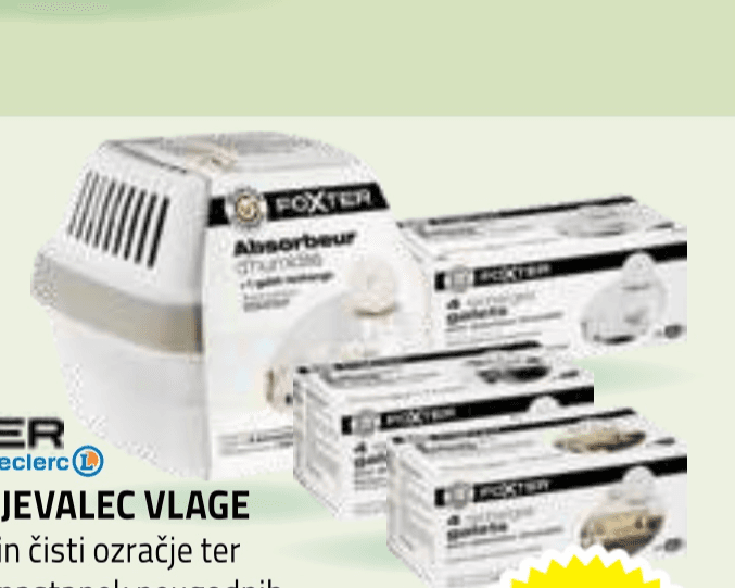Foxter odstranjevalec vlage set polnil z dišavo 4 x 450 g Akcija v trgovini E.Leclerc