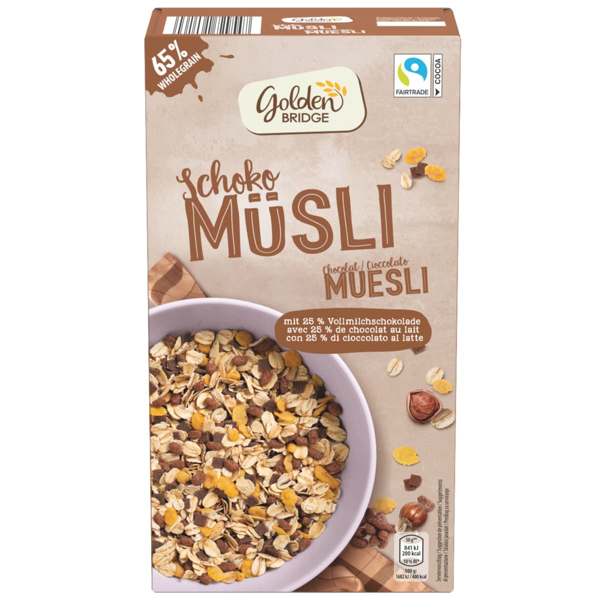 Golden Bridge hrustljav muesli 750 g/600 g Akcija v trgovini Hofer