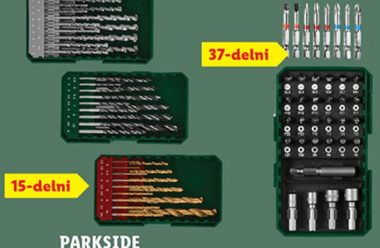 Parkside izbor svedrov/vijačnih nastavkov Akcija v trgovini Lidl
