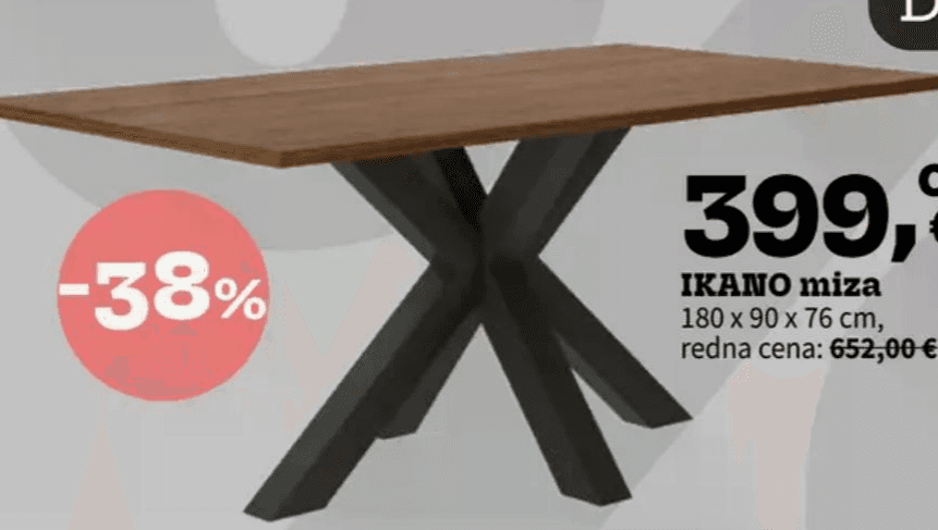 IKANO miza 180 x 90 x 76 cm Akcija v trgovini Prima