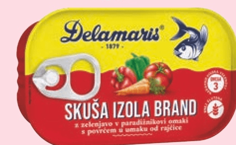 Skuša z zelenjavo Izola Brand Delamaris 125 g - Akcija v trgovini Spar