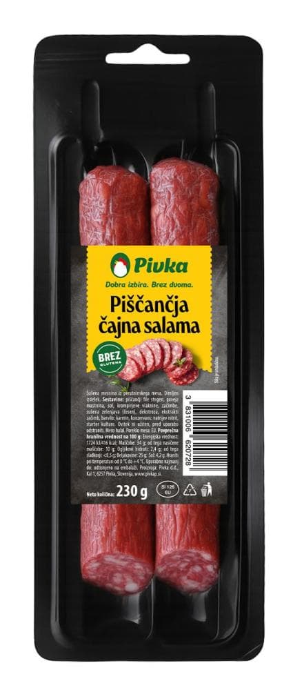 Pivka piščančja čajna salama 230 g Akcija v trgovini E.Leclerc