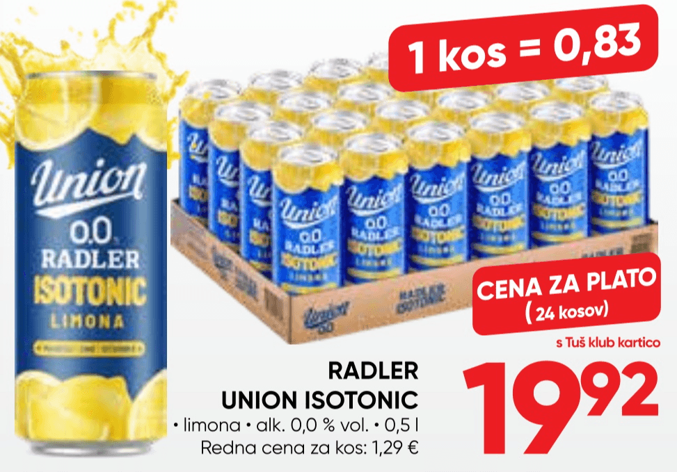 Radler Union Isotonic 24 kosov - Akcija v trgovini Tuš