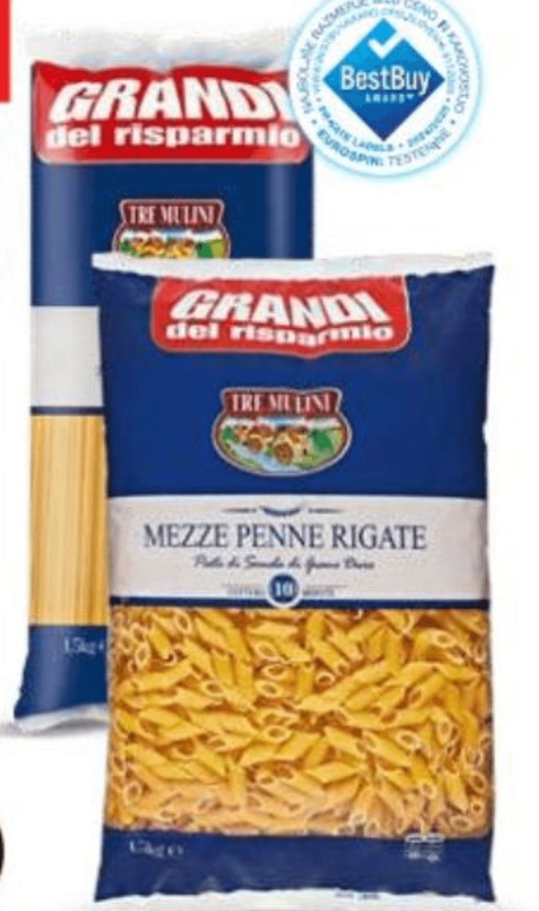 Grandi del risparmio Tre Mulini mali peresniki/špageti 1,5 kg Akcija v trgovini Eurospin