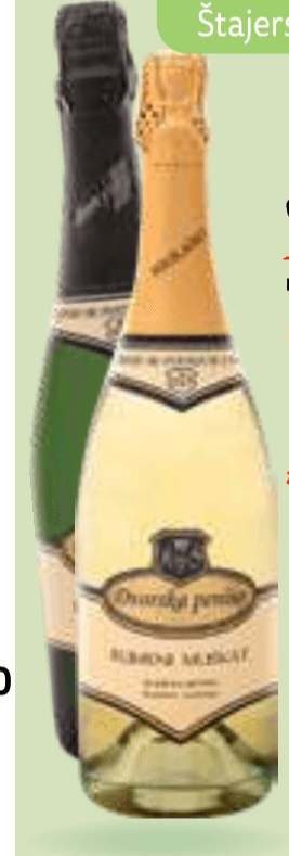 Dvorska penina Rumeni Muškat "POSESTVO DVOR" 0,75 l - Akcija v trgovini E.Leclerc