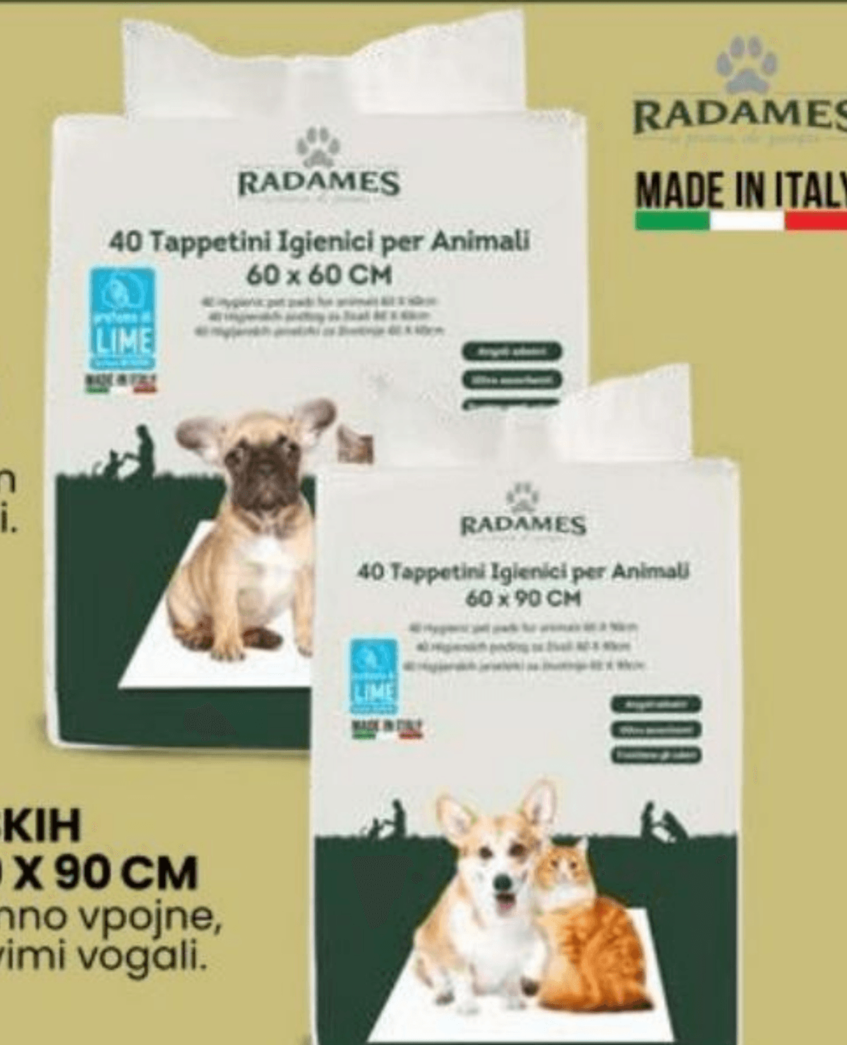 40 Higienskih podlog za živali 40 kos Radames - Akcija v trgovini Eurospin