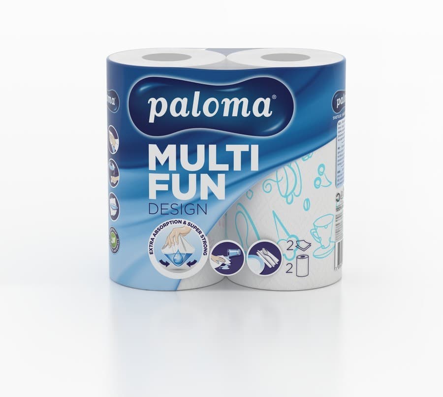 Kuhinjske brisače Paloma Multifun Design 2/1, 3-slojne, 150 lističev Akcija v trgovini E.Leclerc