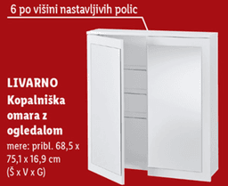 Livarno Kopalniška omara z ogledalom