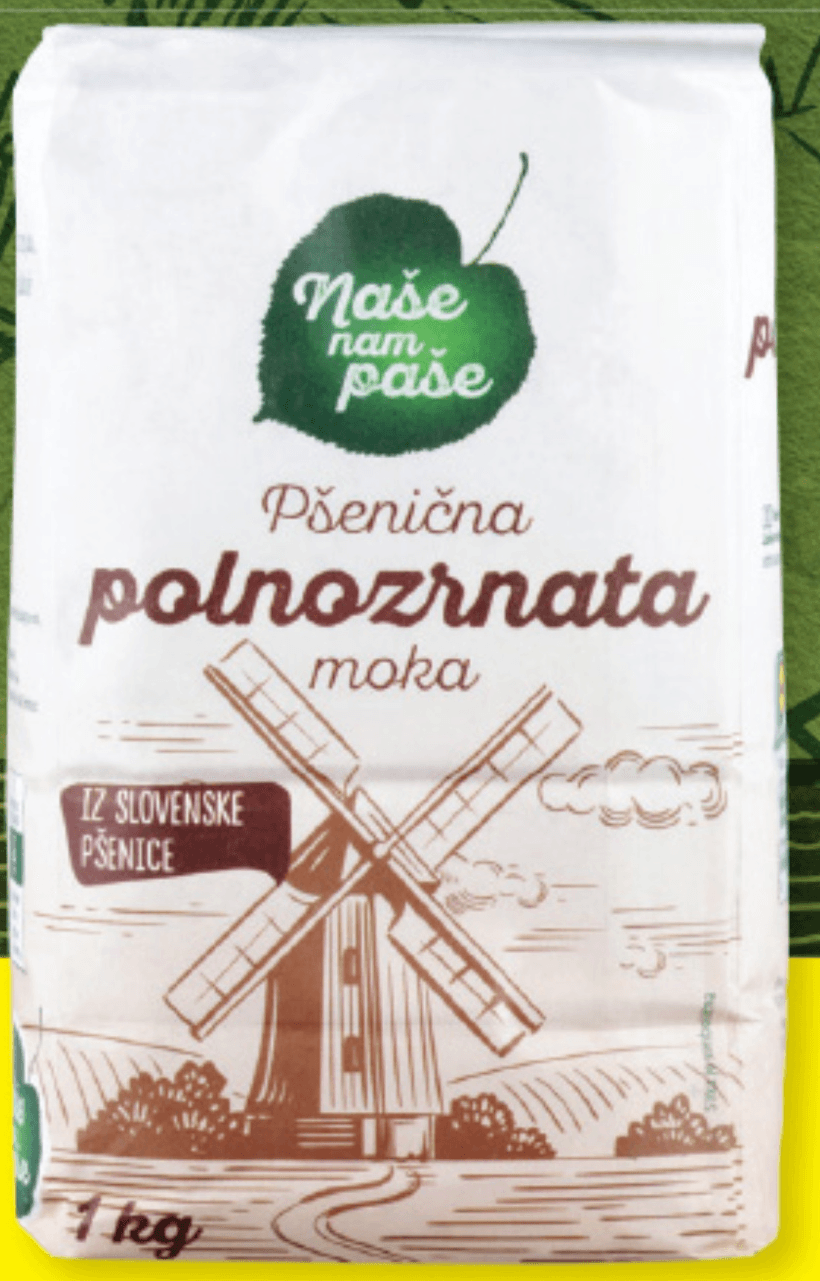 Pšenična polnozrnata moka 1 kg Naše nam paše - Akcija v trgovini Lidl