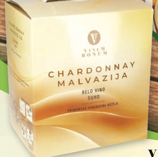 Vino Chardonnay Malvazija Vinum Bonum 5 l - Akcija v trgovini Spar