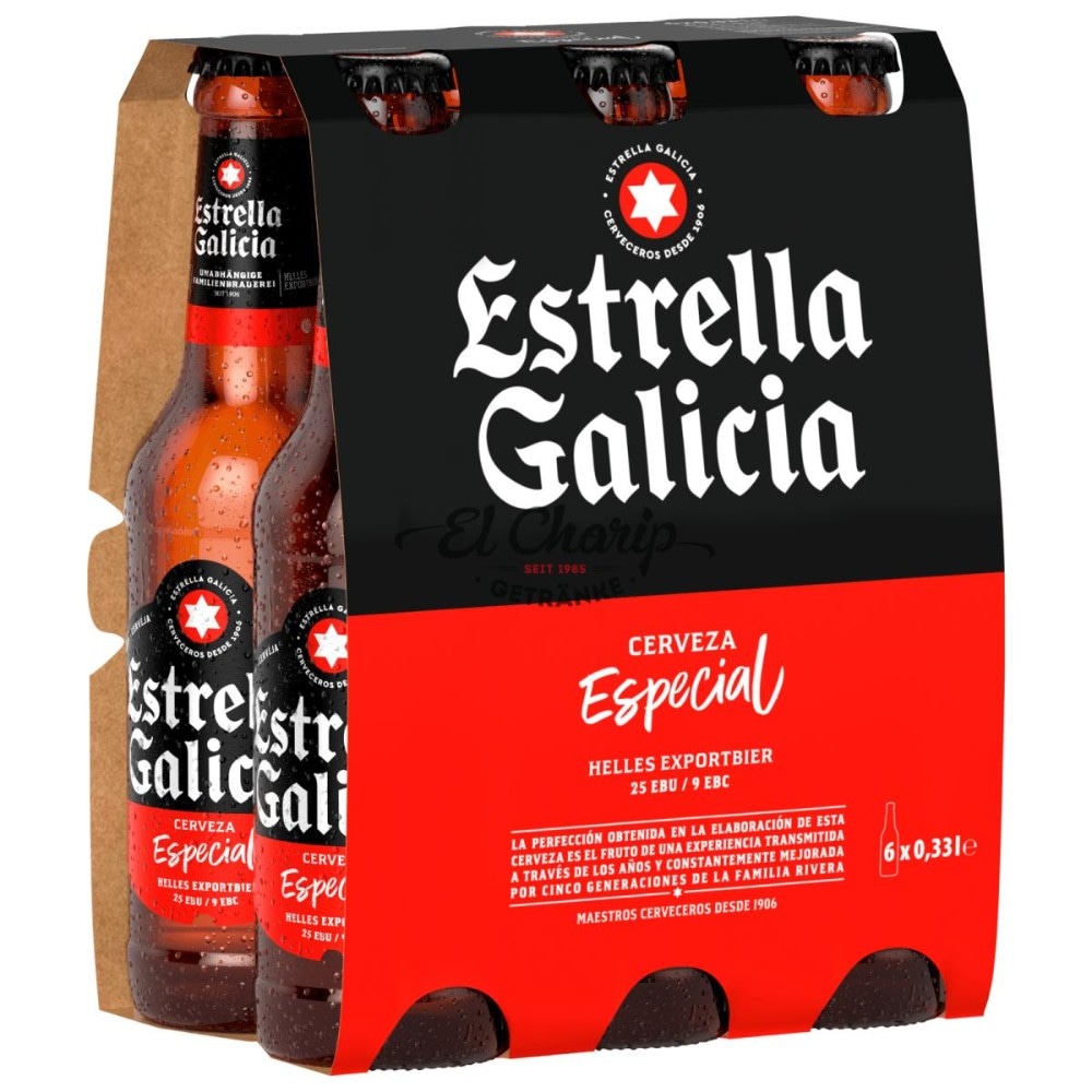Svetlo pivo Estrella Galicia 6x 0,33 l - Akcija v trgovini E.Leclerc