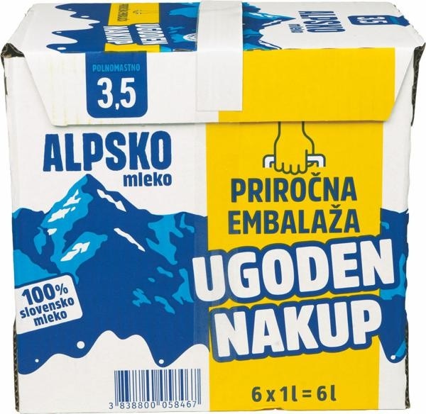 Alsko mleko 6 x 1 l Akcija v trgovini Mercator