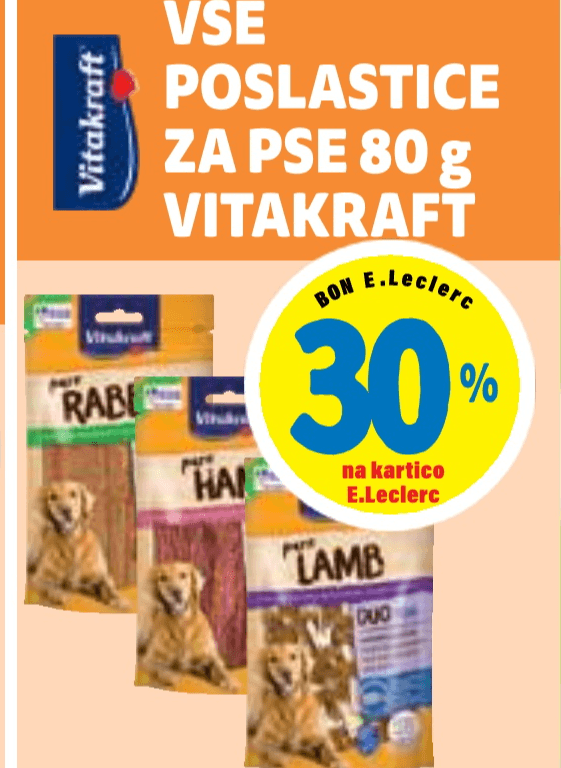 Poslastice za pse 80 g Vitakraft - Akcija v trgovini E.Leclerc