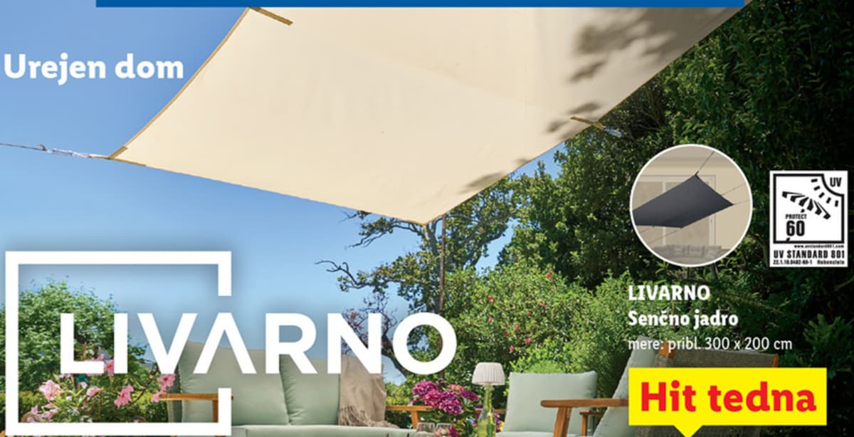 LIVARNO Senčno jadro Akcija v trgovini Lidl