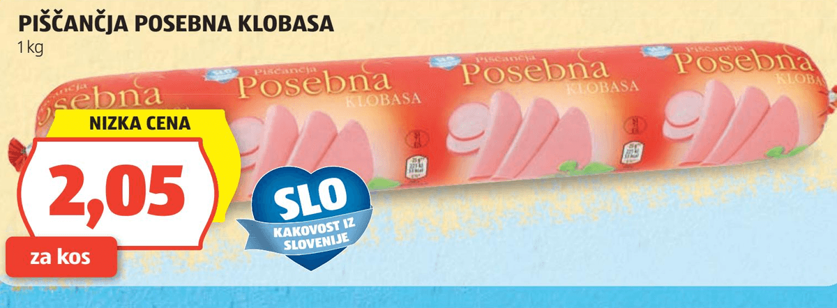 Piščančja posebna klobasa 1 kg Akcija v trgovini Hofer