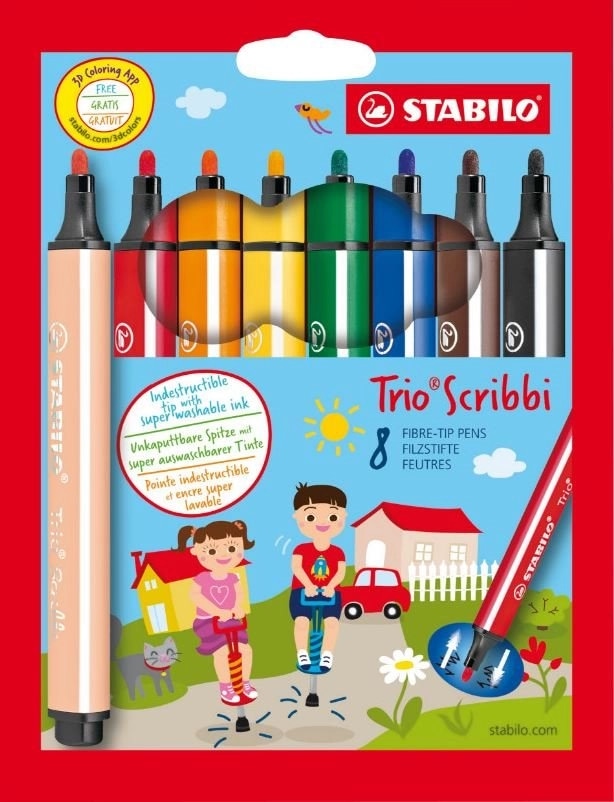 Stabilo Trio Scribbi 8 trikotnih flomastrov Akcija v trgovini Mueller