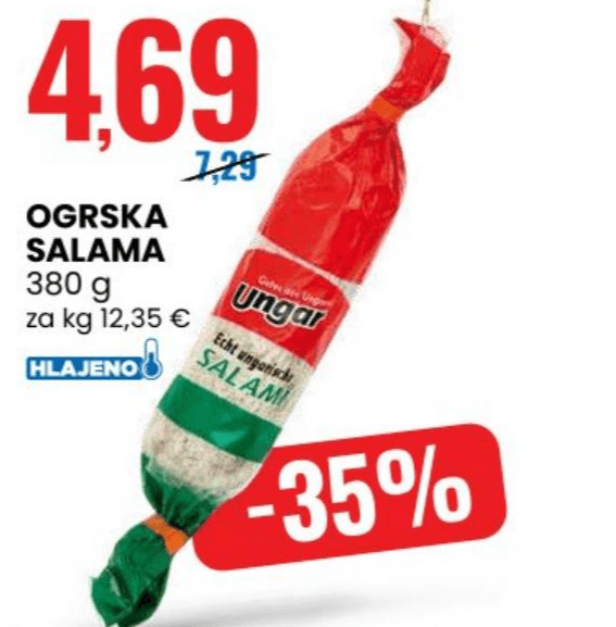 Ungar ogrska salama 380 g Akcija v trgovini Eurospin
