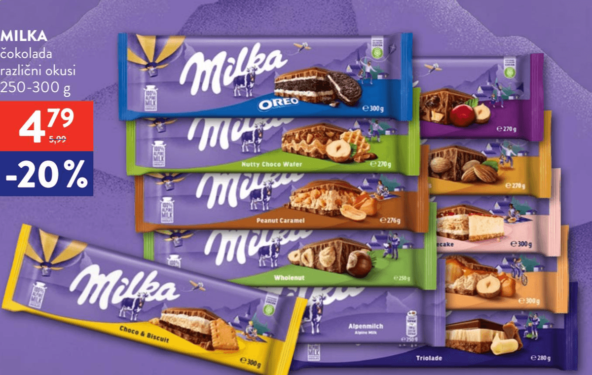 Milka čokolada 250-300 g Akcija v trgovini Regal Shop