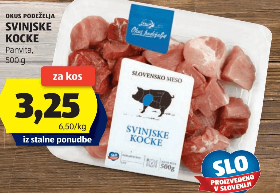 Okus podeželja Panvita Svinjske kocke 500 g Akcija v trgovini Hofer