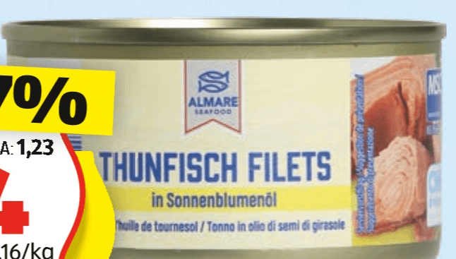 Almare Seafood tuna v sončničnem olju 185 g Akcija v trgovini Hofer