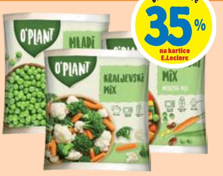 Vsa zamrznjena zelenjava O'Plant 400 g Akcija v trgovini E.Leclerc