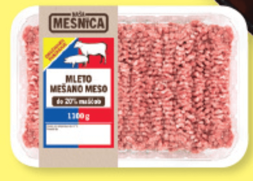 Naša Mesnica sveže mleto mešano meso XXL 1,1 kg Akcija v trgovini Lidl