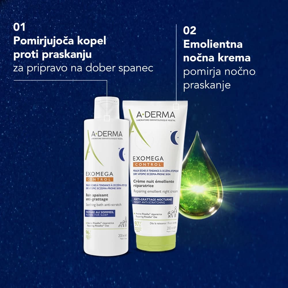 A-Derma Nočna krema Exomega Control 200 ml Akcija v trgovini E.Leclerc
