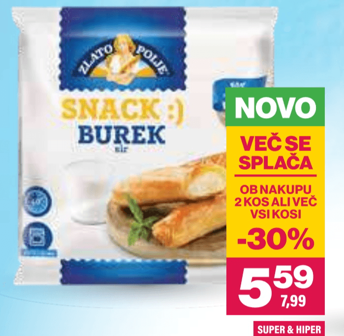 Sirov burek Zlato polje 680 g Akcija v trgovini Mercator