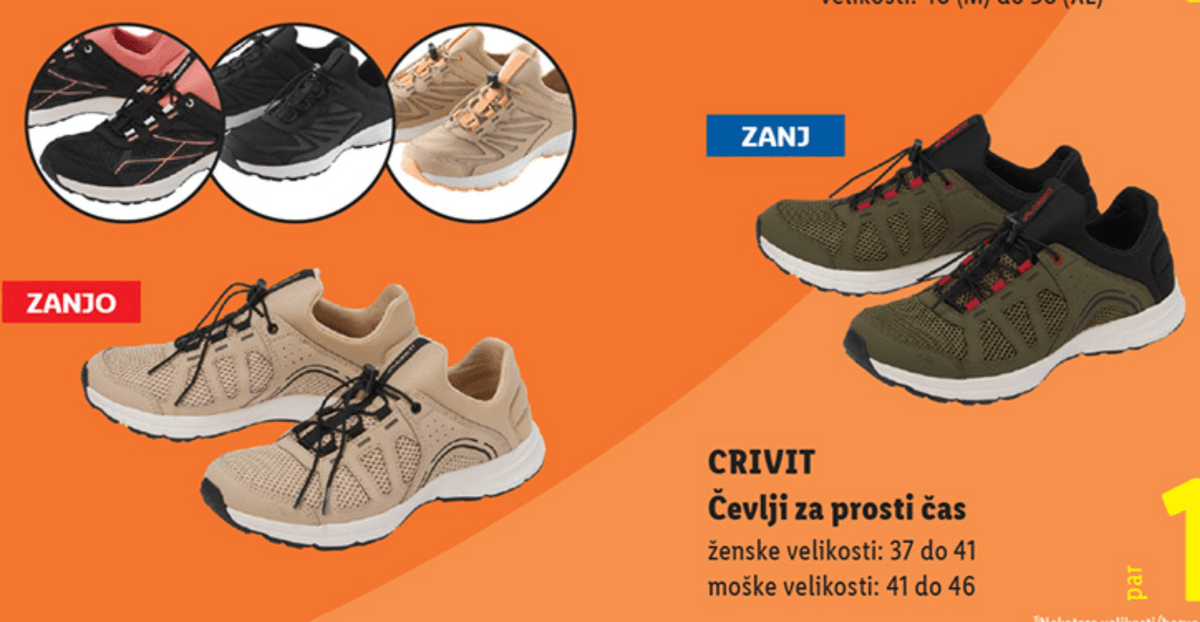 CRIVIT Čevlji za prosti čas Akcija v trgovini Lidl