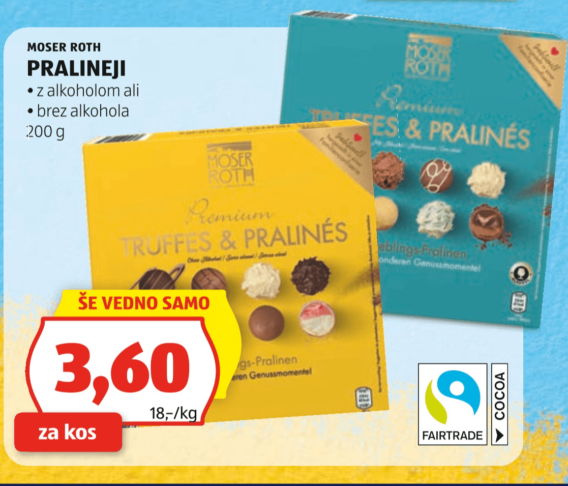Moser Roth Pralineji 200 g - Akcija v trgovini Hofer