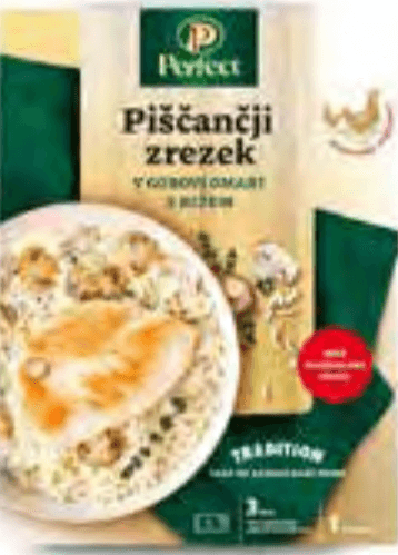 Piščančji zrezek v gobovi omaki z rižem Perutnina Ptuj 330 g Akcija v trgovini Jager