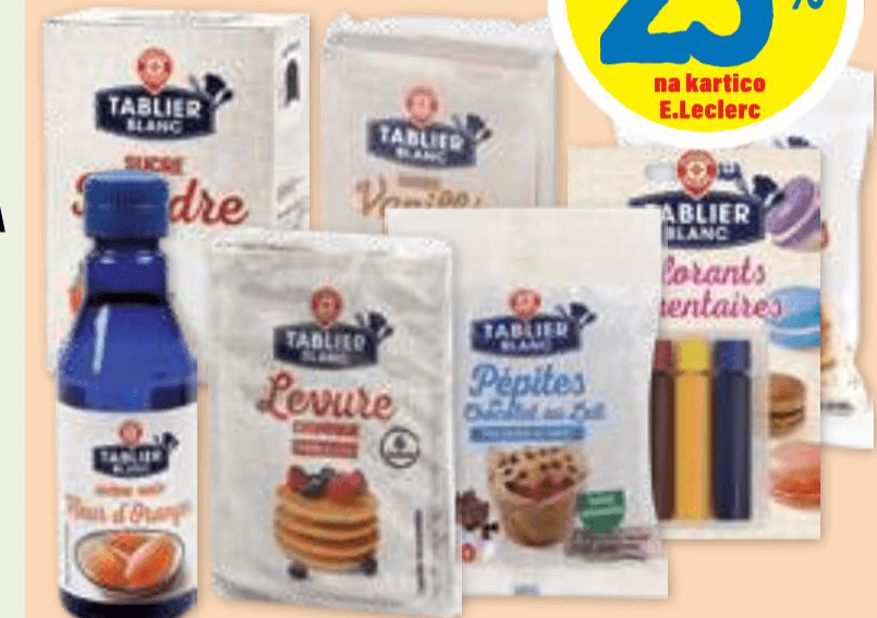 Vsi izdelki za peko Tablier Blanc - Akcija v trgovini E.Leclerc