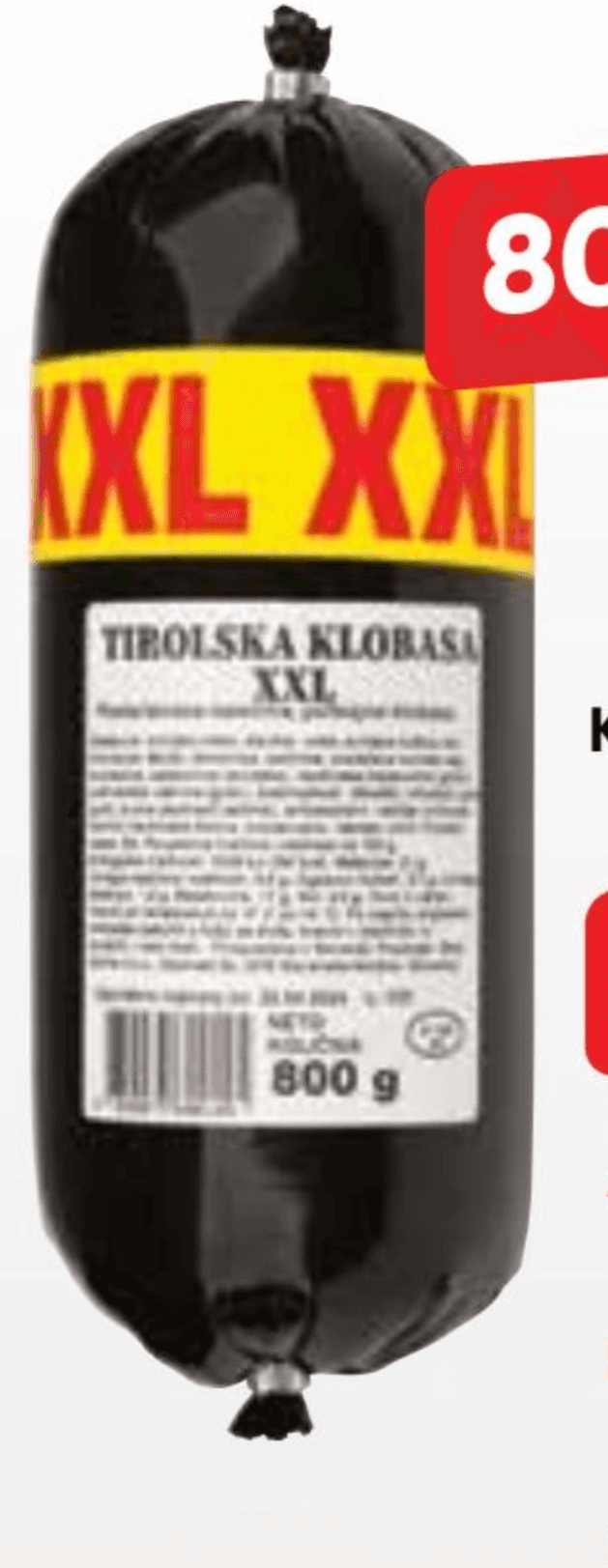 Zlata dolina Tirolska klobasa 800 g Akcija v trgovini Tuš