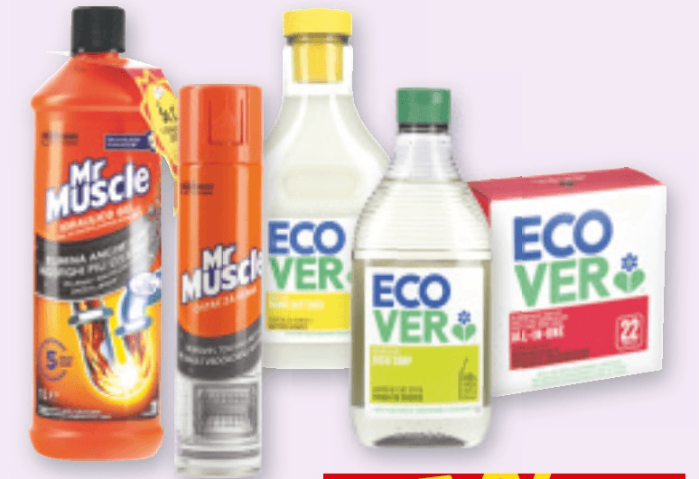 Mr. Muscle in Ecover čistila Mr. Muscle, Ecover Akcija v trgovini Spar
