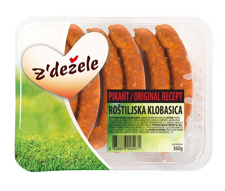 Roštiljska klobasica Pikant/Klasik Z'dežele 500 g Akcija v trgovini Tuš
