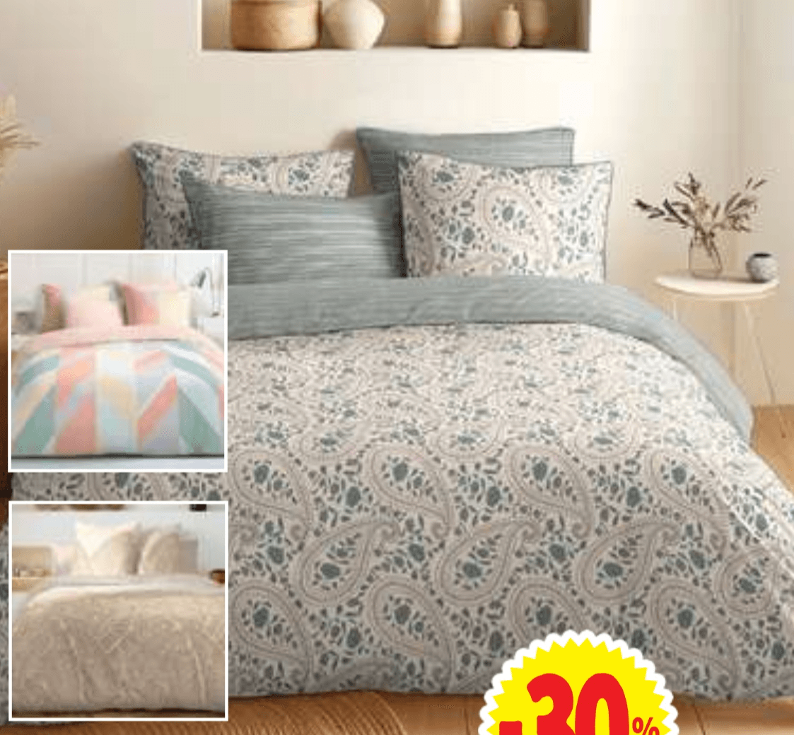 Posteljni komplet 240 x 220 + 2x 63 x 63 cm - Akcija v trgovini E.Leclerc