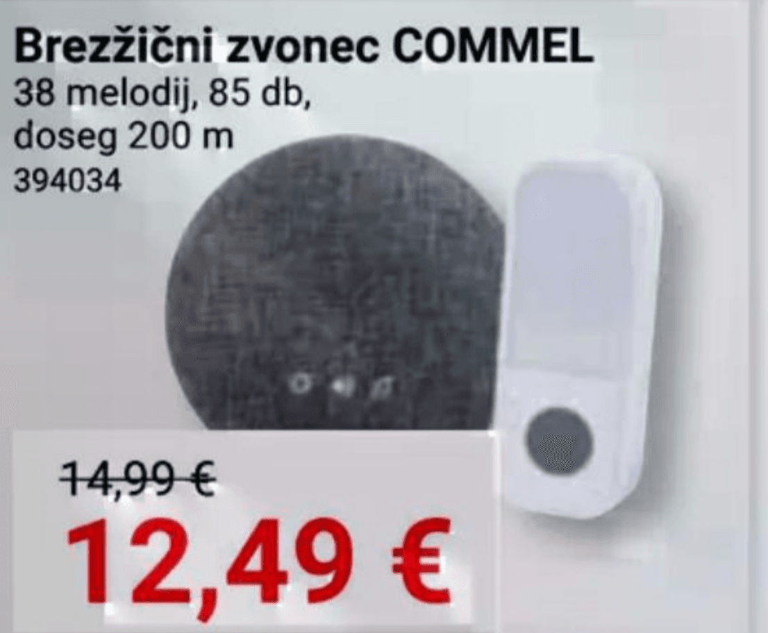Brezžični zvonec COMMEL Akcija v trgovini Pevex