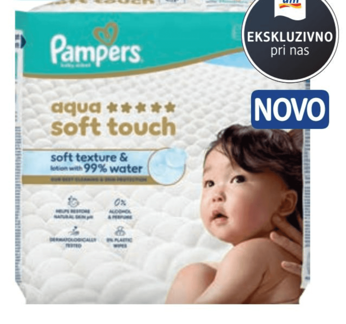 Pampers Aqua Soft Touch otroški vlažni robčki 3 x 60 kosov Akcija v trgovini Dm