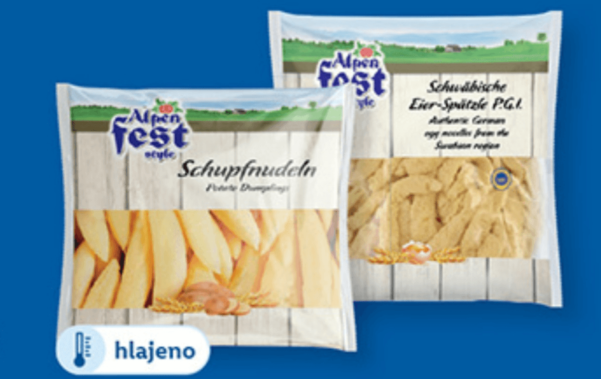 Alpenfest krompirjevi svaljki/jajčni vlivanci 500 g Akcija v trgovini Lidl