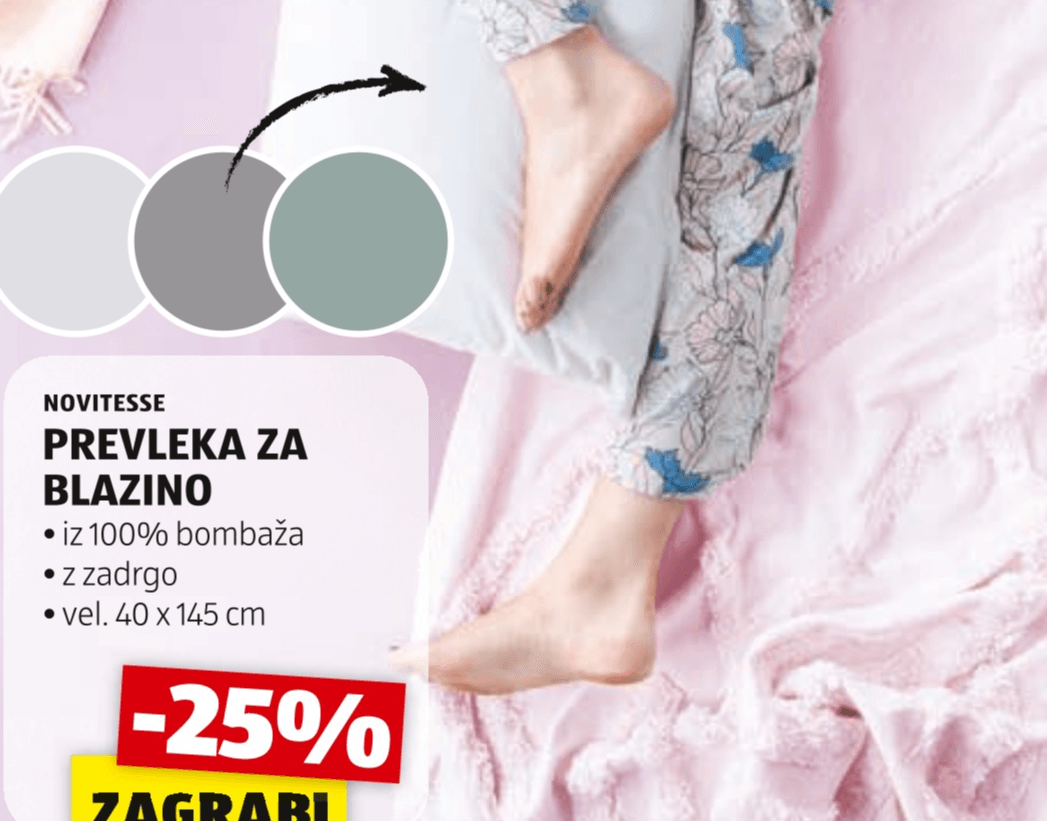 Prevleka za blazino vel. 40 x 145 cm NOVITESSE - Akcija v trgovini Hofer